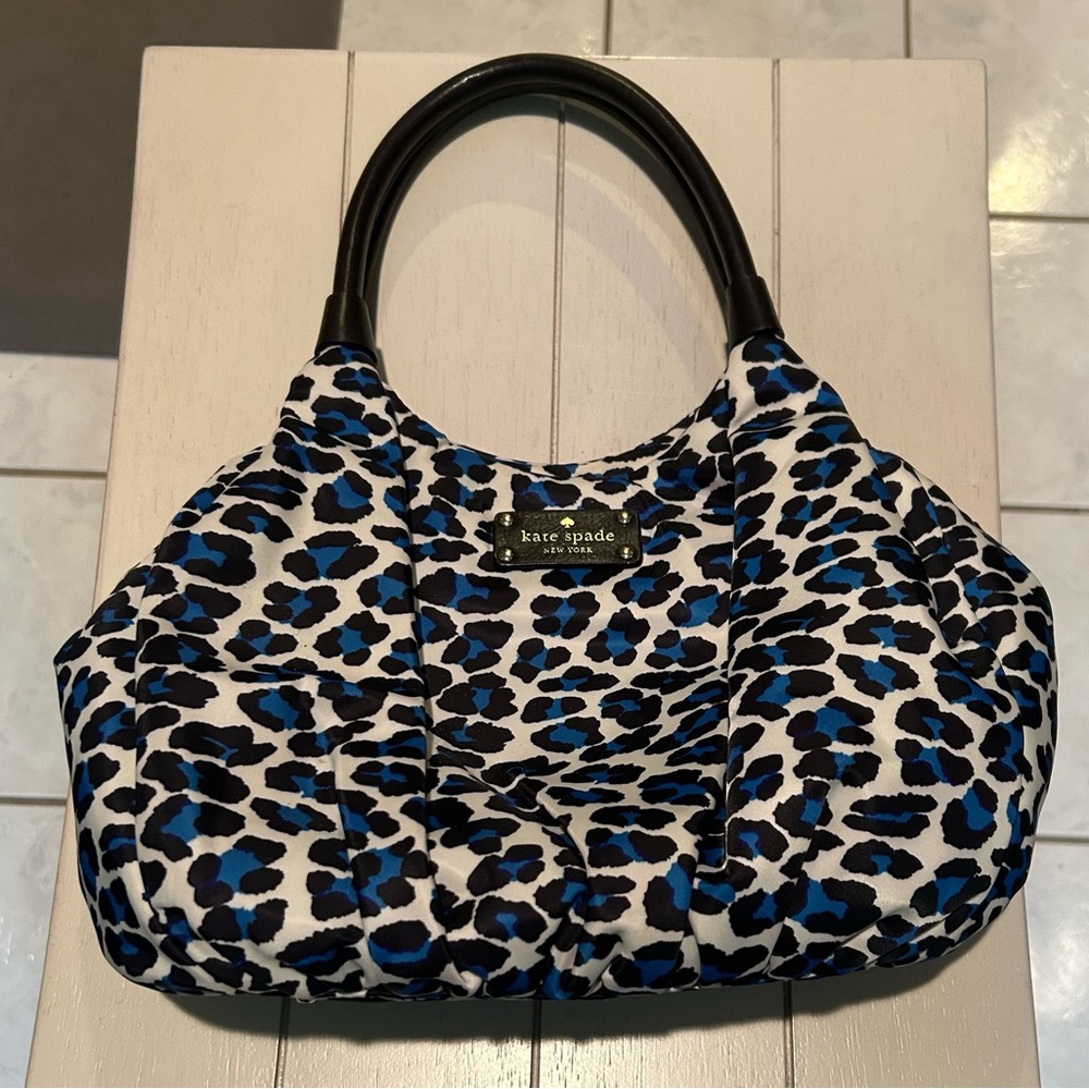 Kate Spade Stevie Shoulder Bag in a Blue and Black Leopard Print